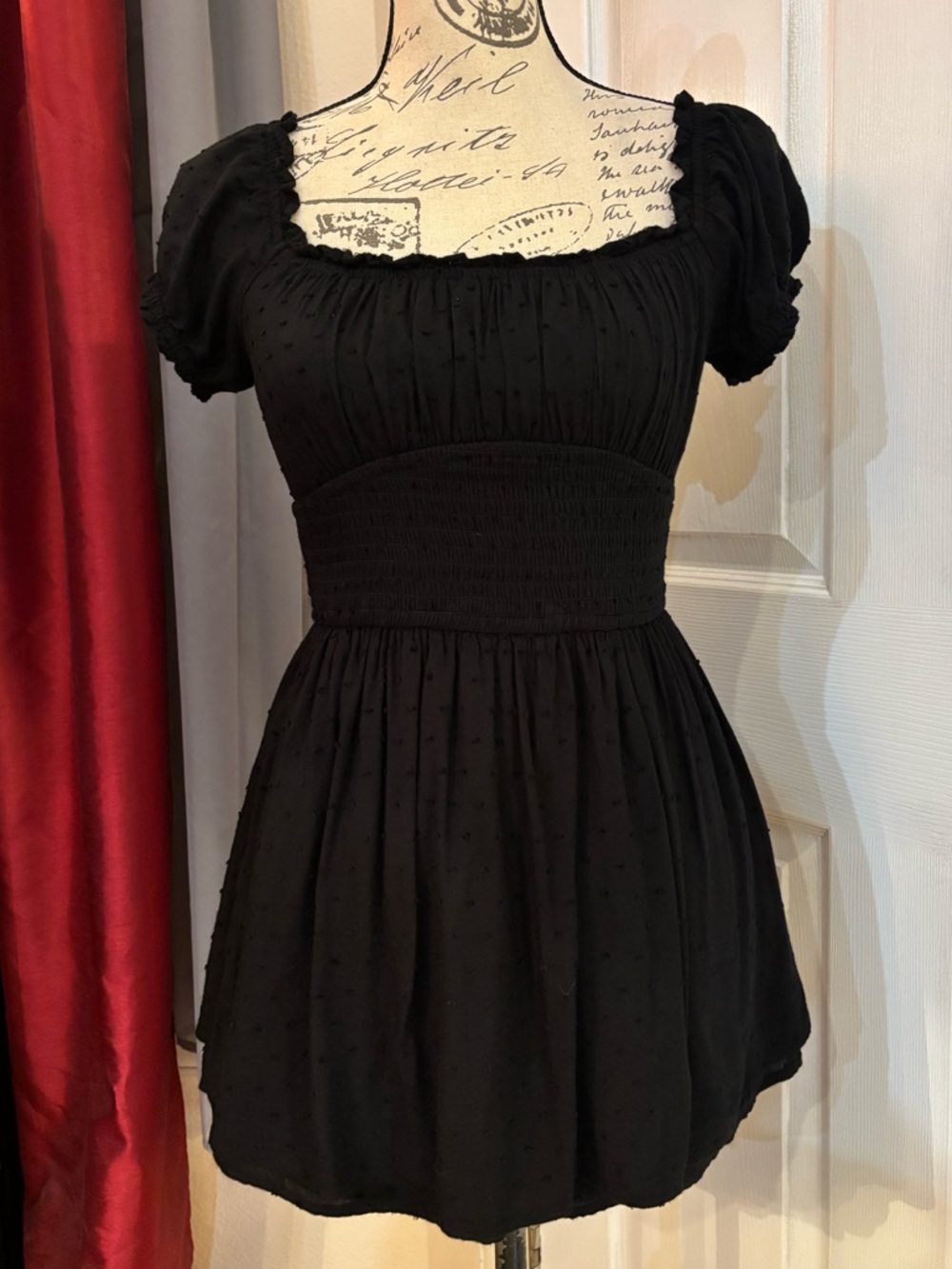 Hollister Textured Cinched Waist Layered Babydoll Romper